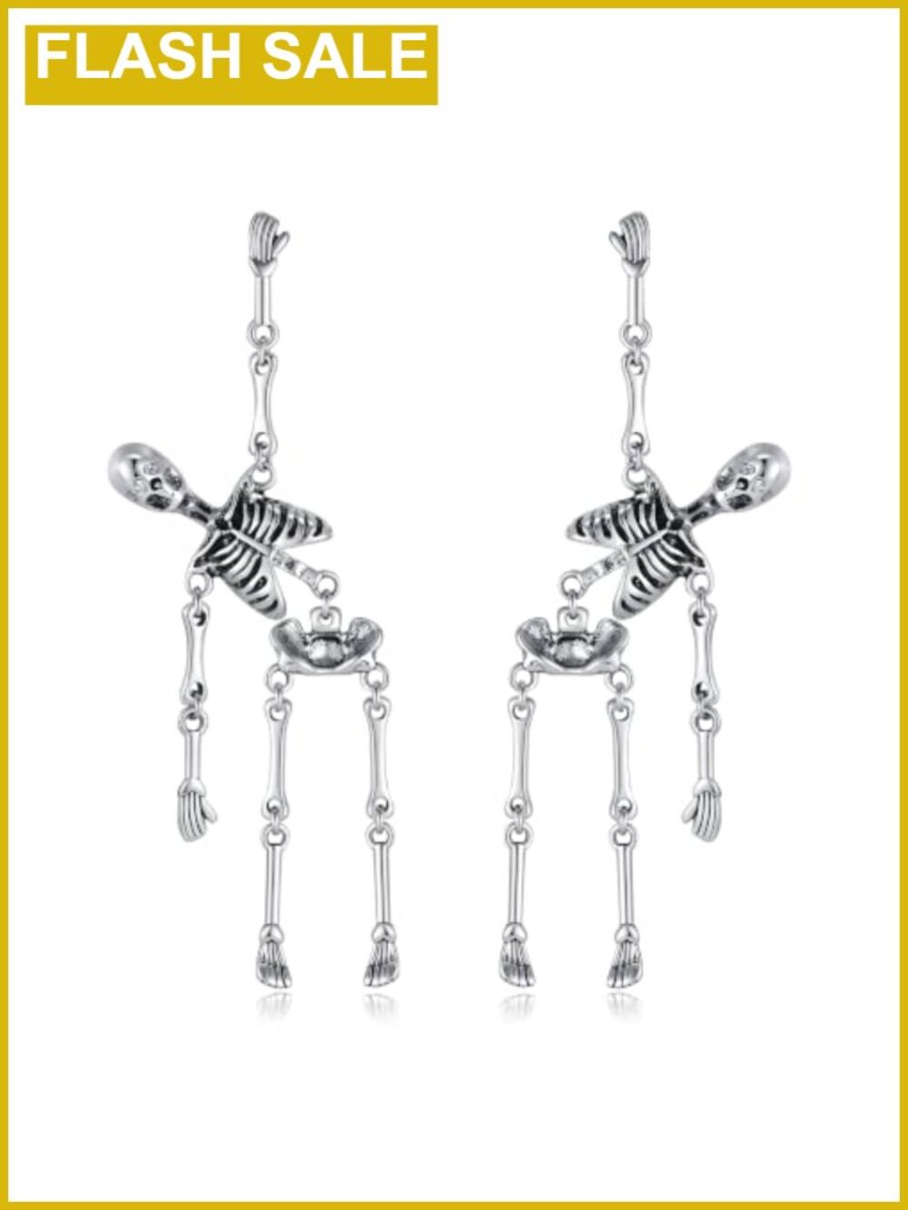 Skeleton Dangle Earrings Hypoallergenic Copper Push Back Halloween Jewelry